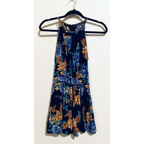 Zara Dress Womens Large Floral Halter Belted Mini Flowy Feminine Flirty Boho - Picture 1 of 5